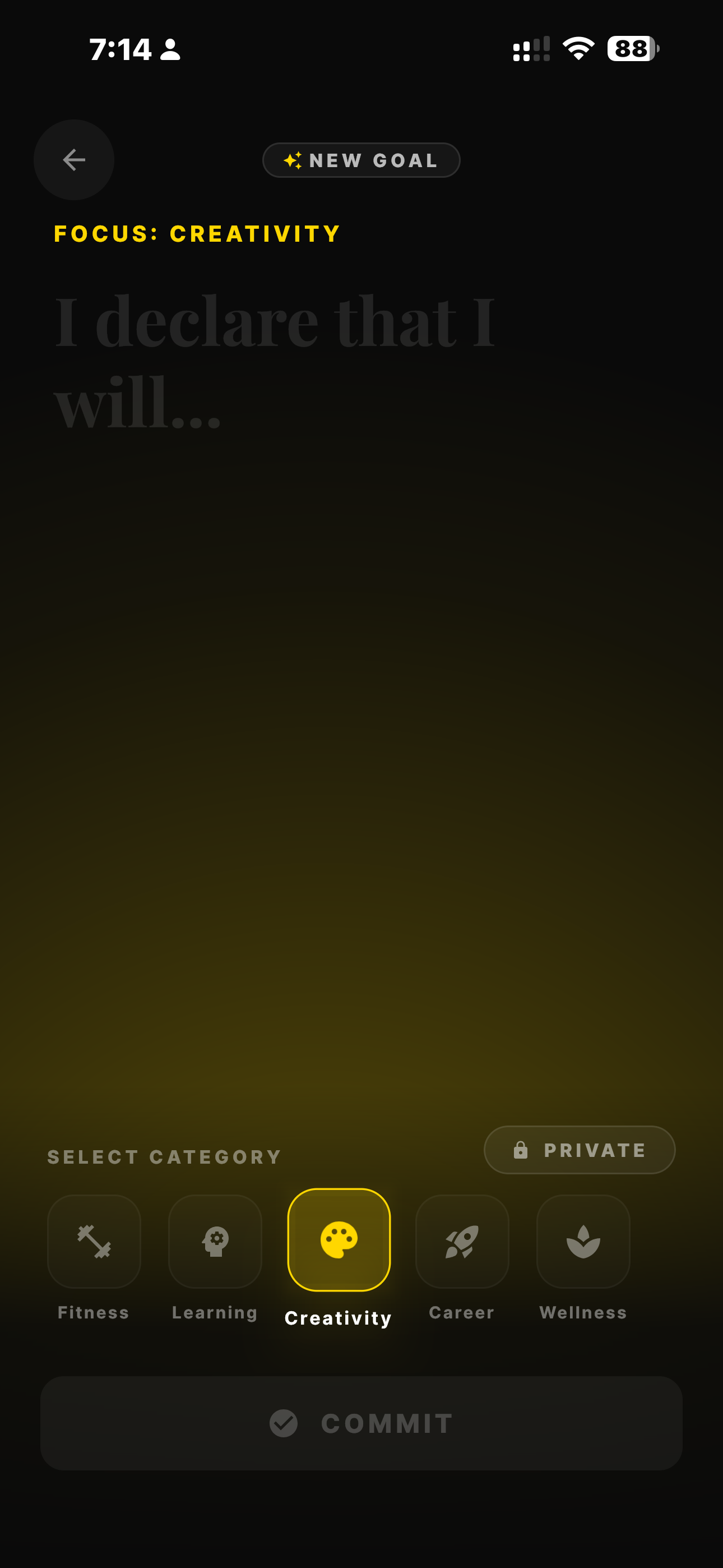 Safar new goal creation screen